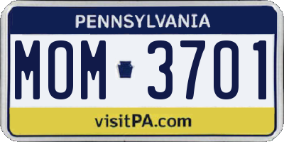 PA license plate MOM3701