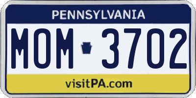 PA license plate MOM3702