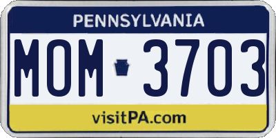 PA license plate MOM3703