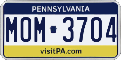 PA license plate MOM3704