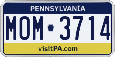 PA license plate MOM3714