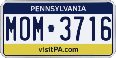 PA license plate MOM3716
