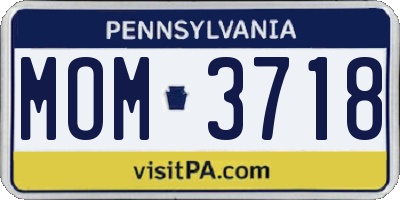 PA license plate MOM3718