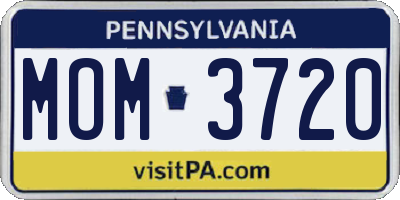 PA license plate MOM3720