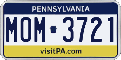PA license plate MOM3721
