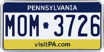 PA license plate MOM3726