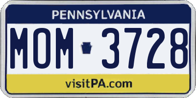 PA license plate MOM3728