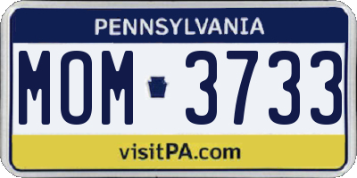 PA license plate MOM3733