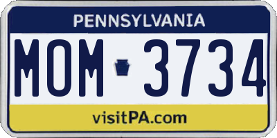 PA license plate MOM3734
