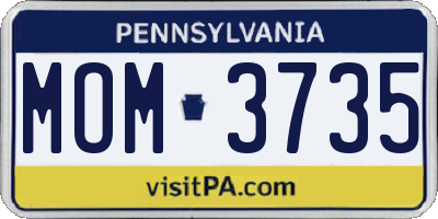 PA license plate MOM3735
