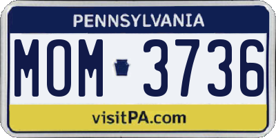 PA license plate MOM3736