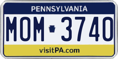 PA license plate MOM3740