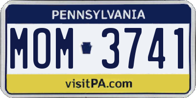 PA license plate MOM3741