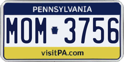 PA license plate MOM3756
