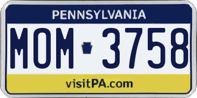 PA license plate MOM3758
