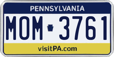 PA license plate MOM3761