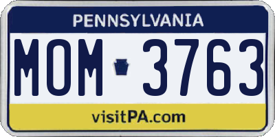 PA license plate MOM3763