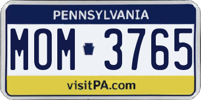 PA license plate MOM3765