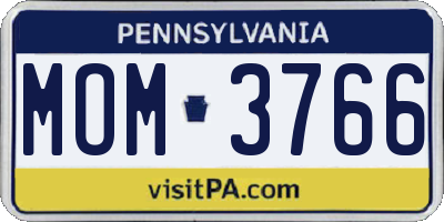 PA license plate MOM3766