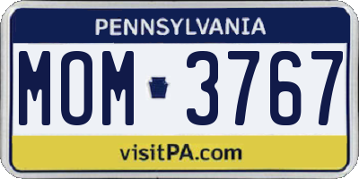 PA license plate MOM3767