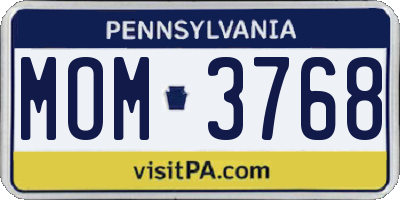 PA license plate MOM3768