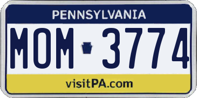 PA license plate MOM3774