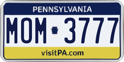 PA license plate MOM3777