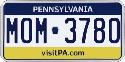 PA license plate MOM3780