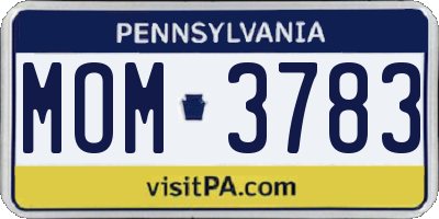 PA license plate MOM3783