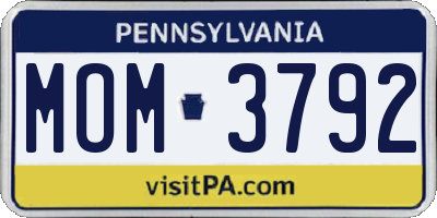 PA license plate MOM3792