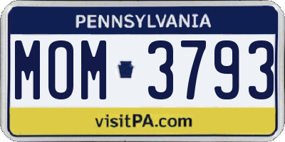 PA license plate MOM3793