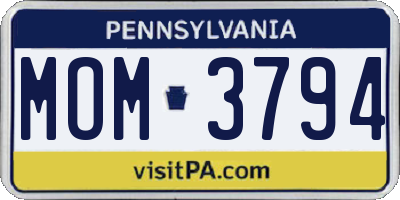 PA license plate MOM3794