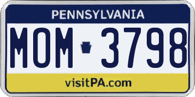 PA license plate MOM3798