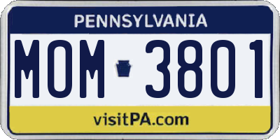 PA license plate MOM3801