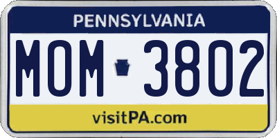 PA license plate MOM3802