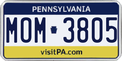 PA license plate MOM3805