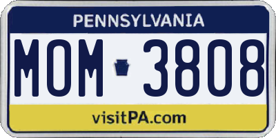 PA license plate MOM3808