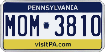 PA license plate MOM3810