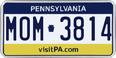PA license plate MOM3814