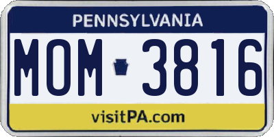 PA license plate MOM3816