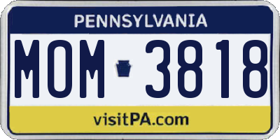 PA license plate MOM3818
