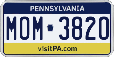 PA license plate MOM3820