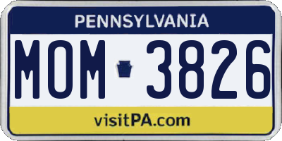 PA license plate MOM3826