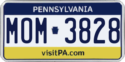 PA license plate MOM3828