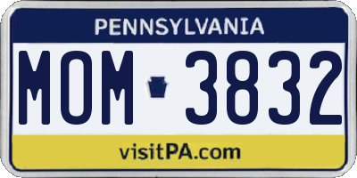 PA license plate MOM3832