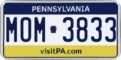 PA license plate MOM3833