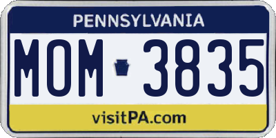 PA license plate MOM3835