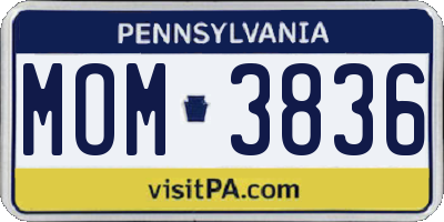 PA license plate MOM3836