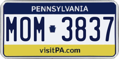 PA license plate MOM3837