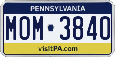 PA license plate MOM3840